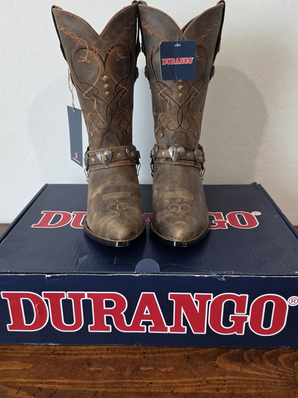 Durango Women's Leather Brown Embellished Western Boots Size 9 NIB - Picture 2 of 10